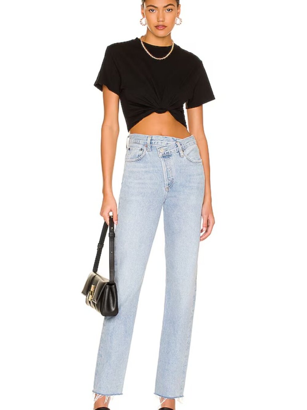 Agolde Criss Cross Jeans Straight Leg Denim Organic Cotton Asymmetrical Blue 30